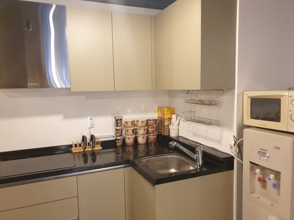 Fridge, electric kettle