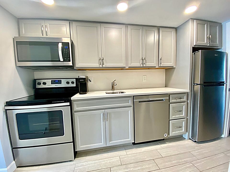 Completely renovated kitchen with brand new stainless steel appliances