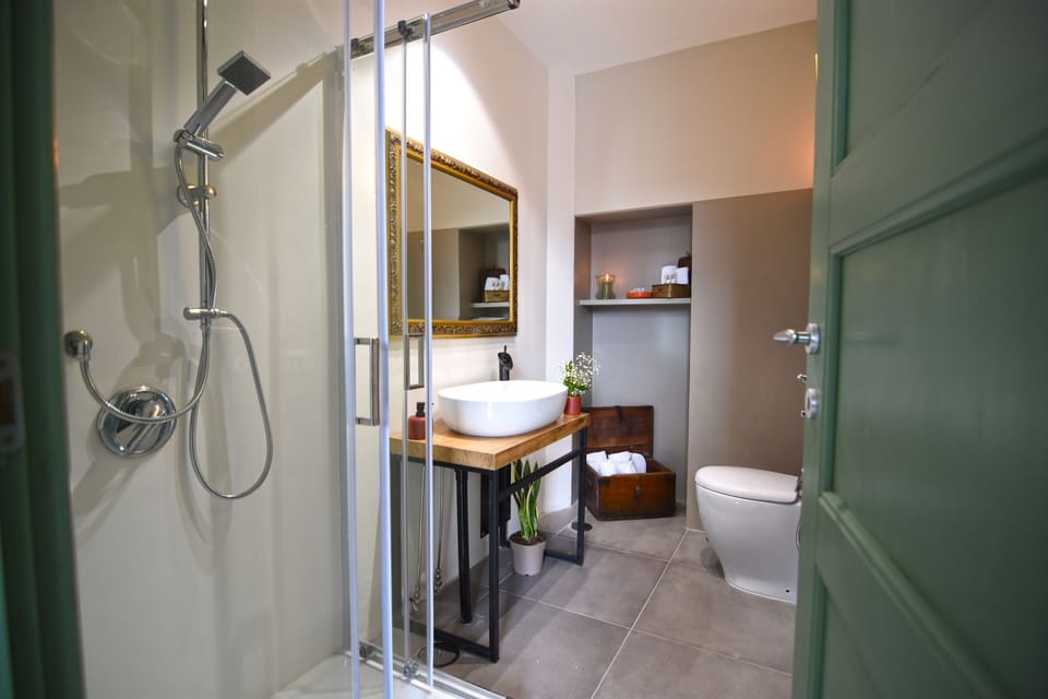 Junior Suite (Guantai) | Bathroom | Shower, rainfall showerhead, hair dryer, soap