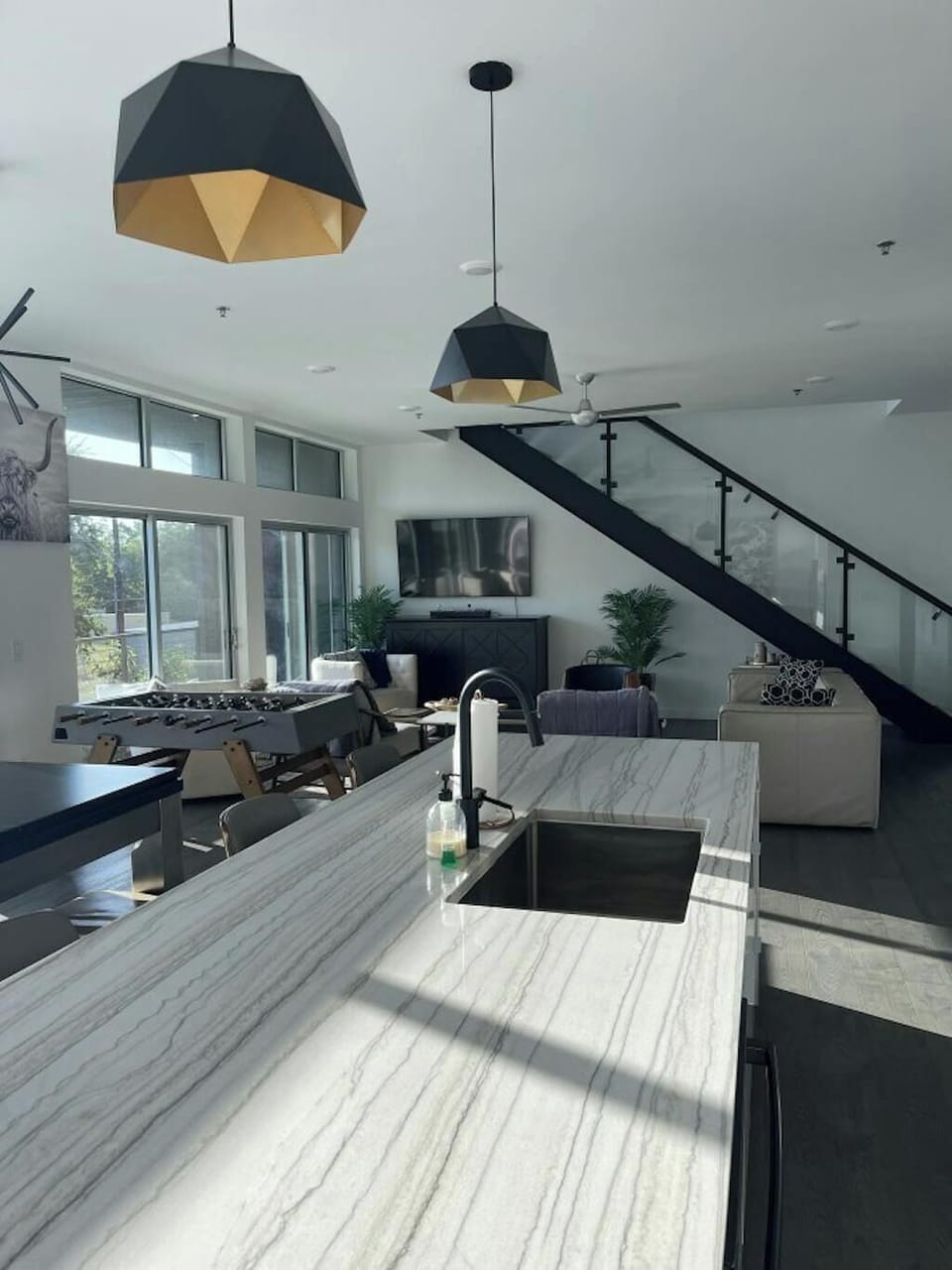 Open floor plan kitchen counter
