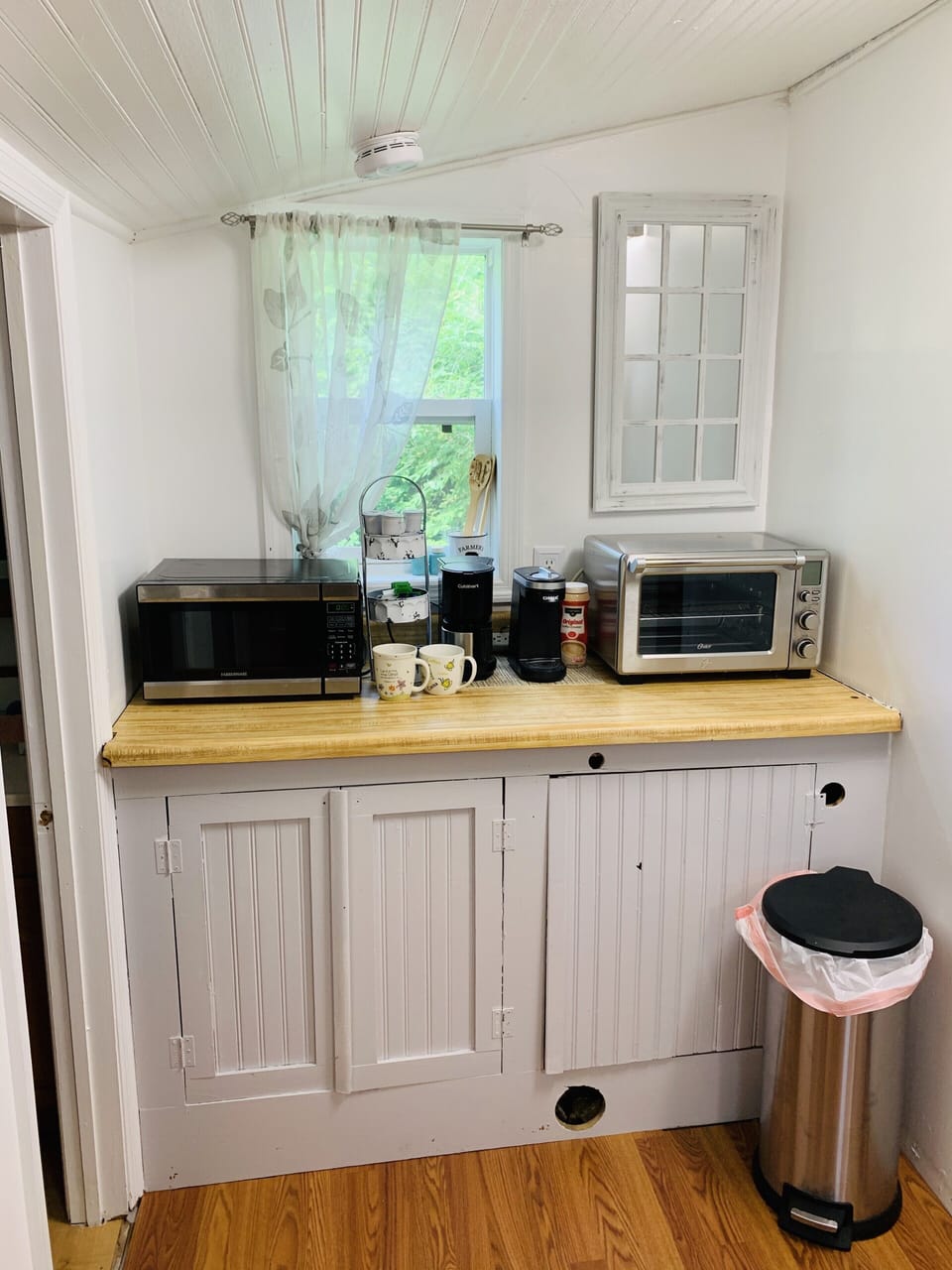 Kitchen coffee nook with microwave and large toaster/convection oven