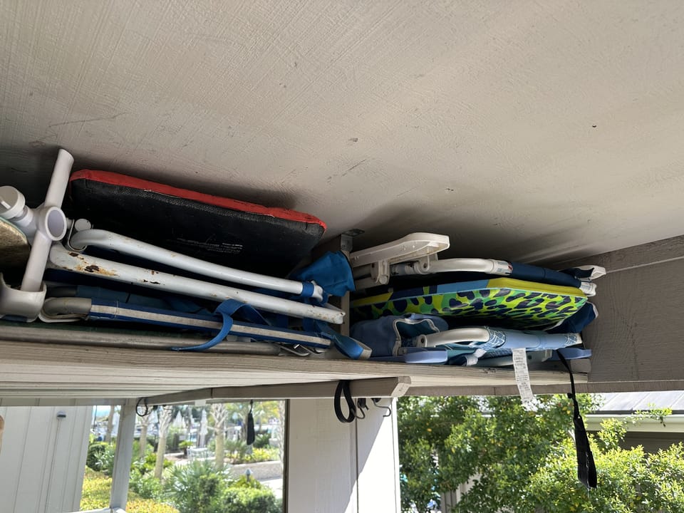 Beach chairs and boards for guest use