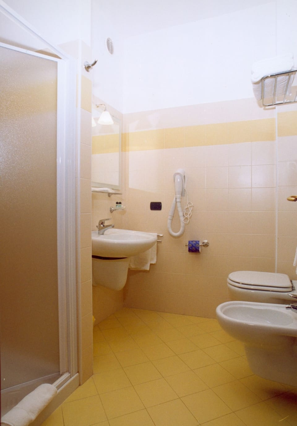 Shower, free toiletries, hair dryer, bidet