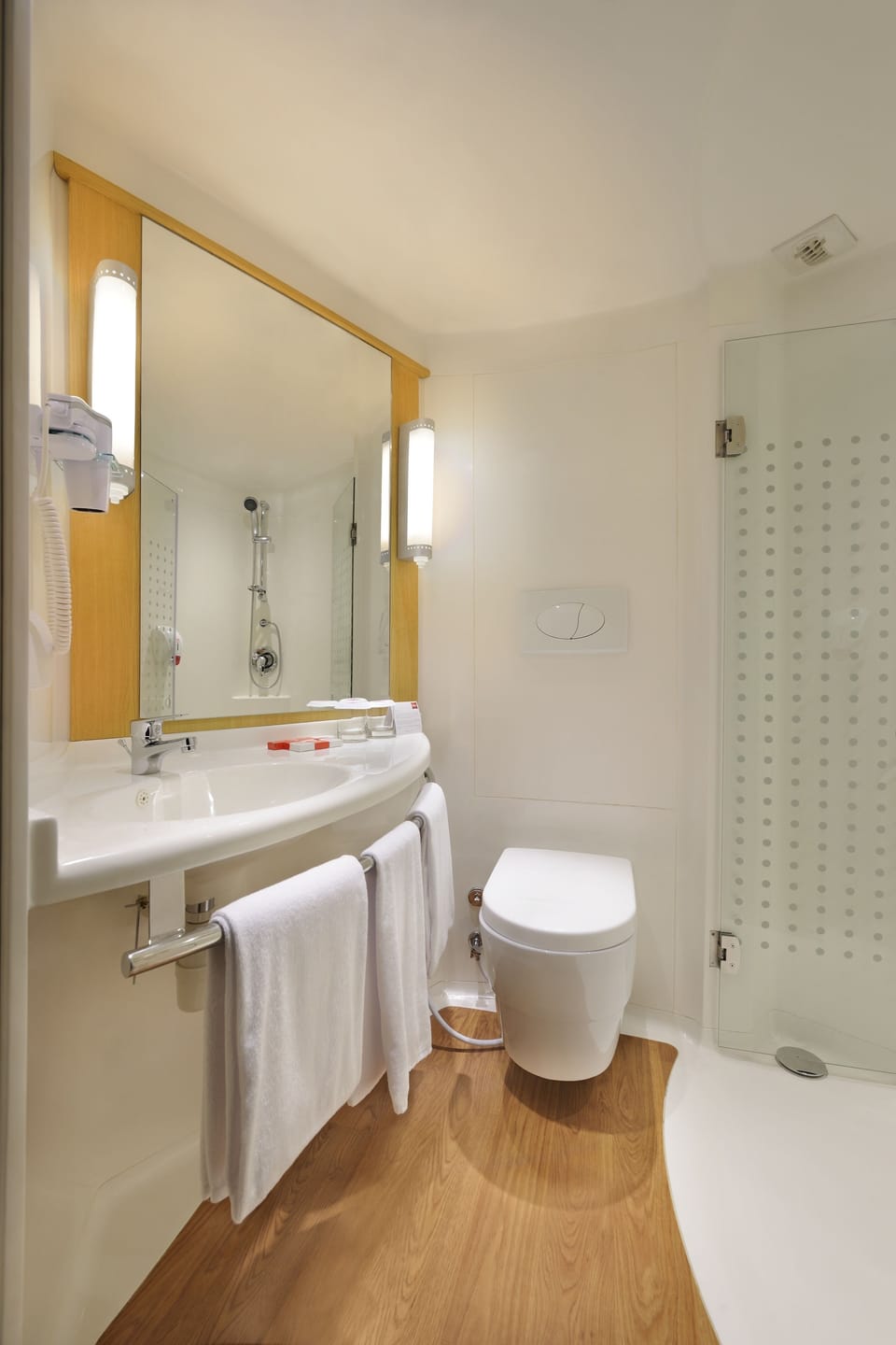 Shower, eco-friendly toiletries, hair dryer, slippers
