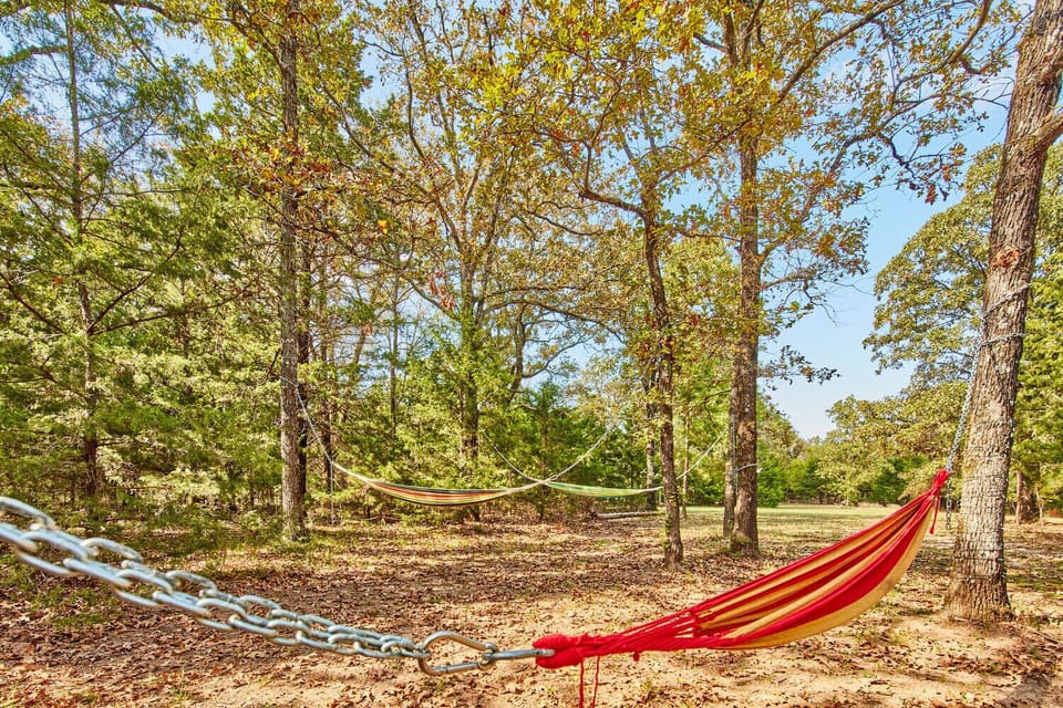 Our MEADOW, set in cleared space & surrounded by woods, offers a view of a million stars.   PLAN outside events, gatherings, games, basketball, croquet & fire circle. Find places ready to hang hammocks, 3-4 picnic areas, porch swings in 🌲 🌳.meadow