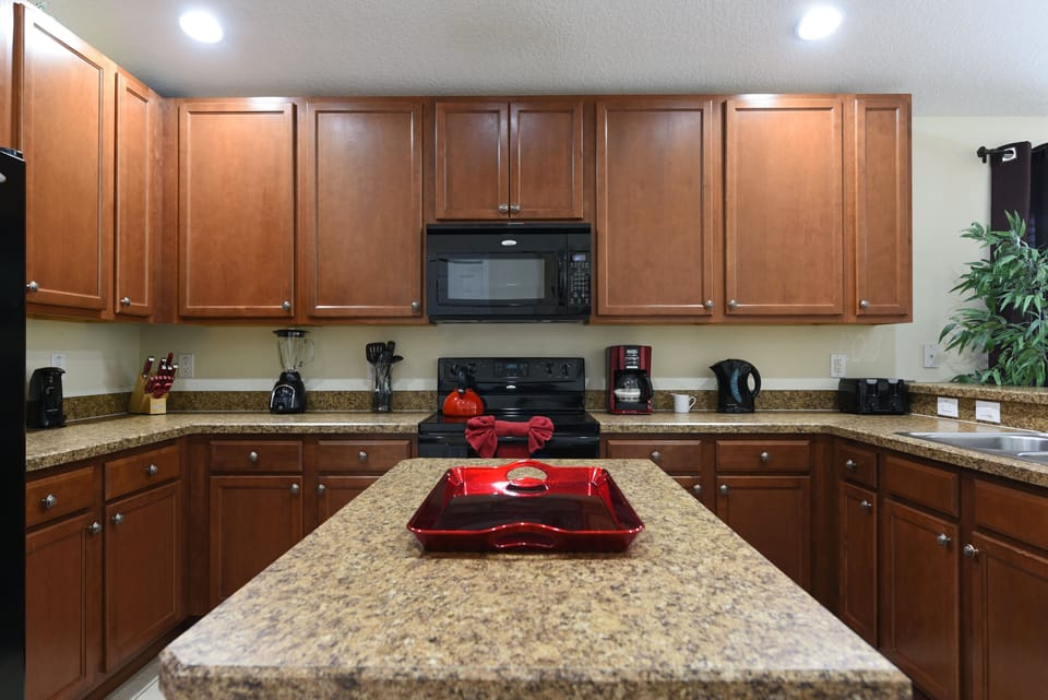 Spacious kitchen island, perfect for meal prep or casual dining.
