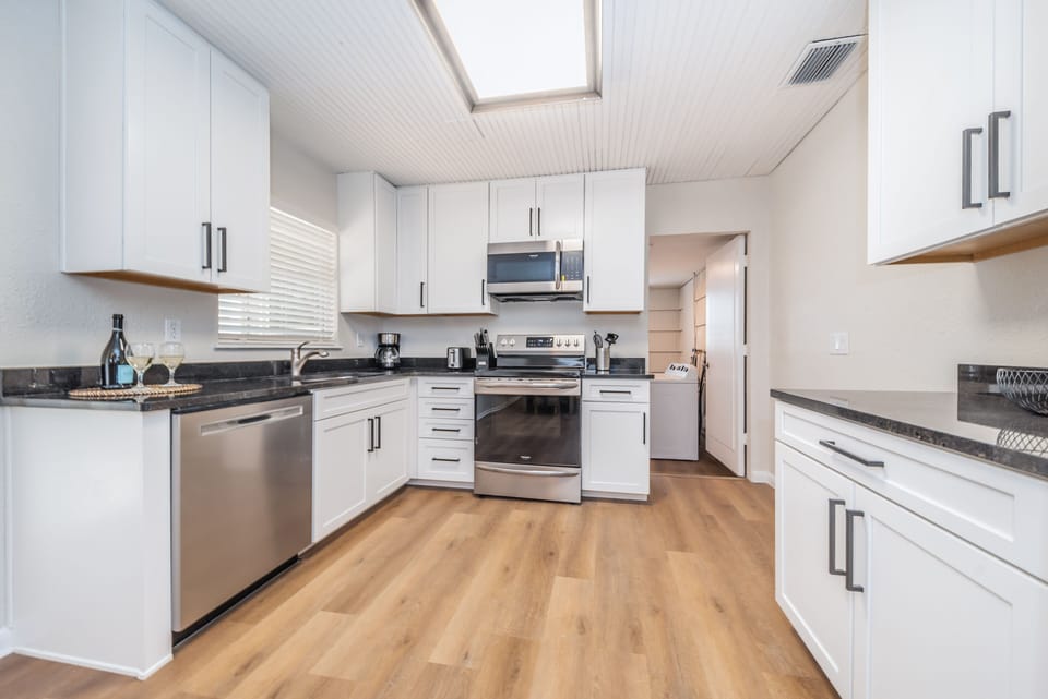 Plenty of cabinets for extended stays- fully stocked!