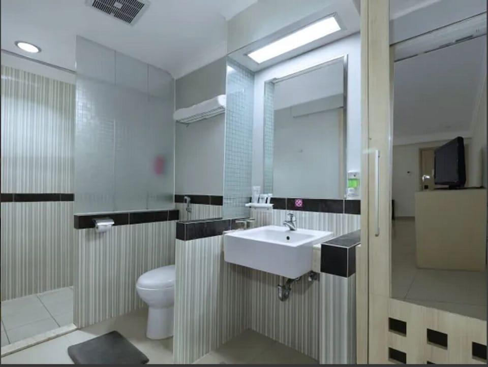 Deluxe Room | Bathroom | Shower, hydromassage showerhead, free toiletries, slippers