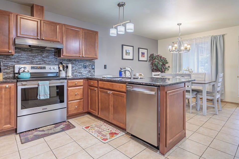 Fully stocked kitchen.