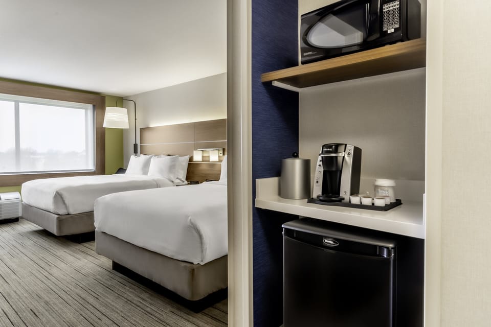 Standard Room, 2 Queen Beds | In-room safe, desk, laptop workspace, blackout drapes