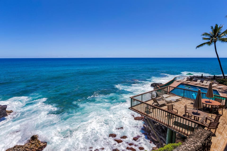 View of pool from balcony 