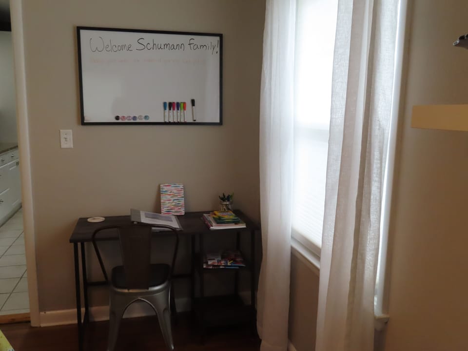 Desk area is where you will find our guest book.