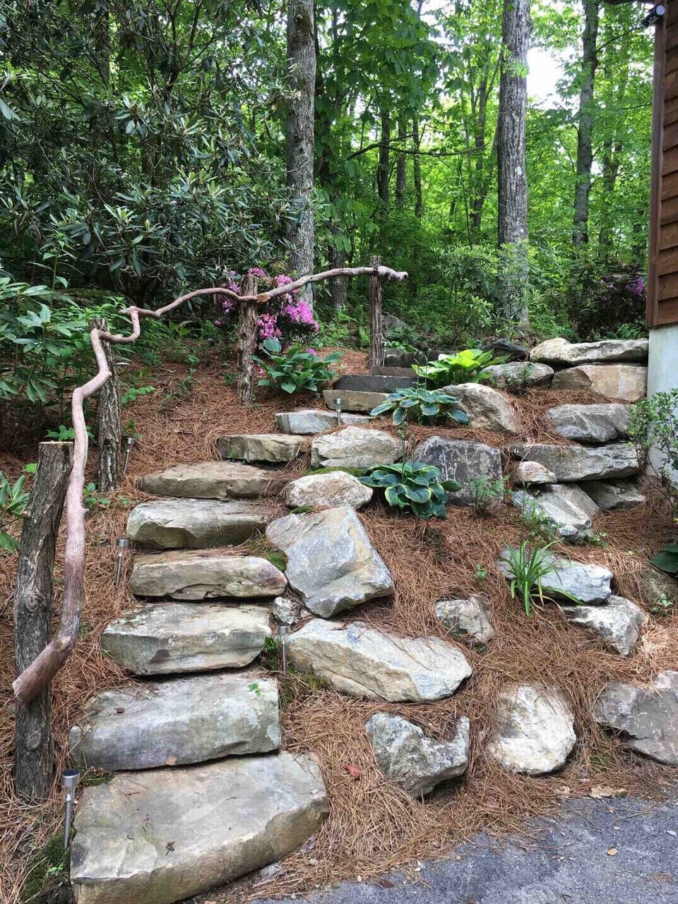 Terraced steps leading to the patio and entry!