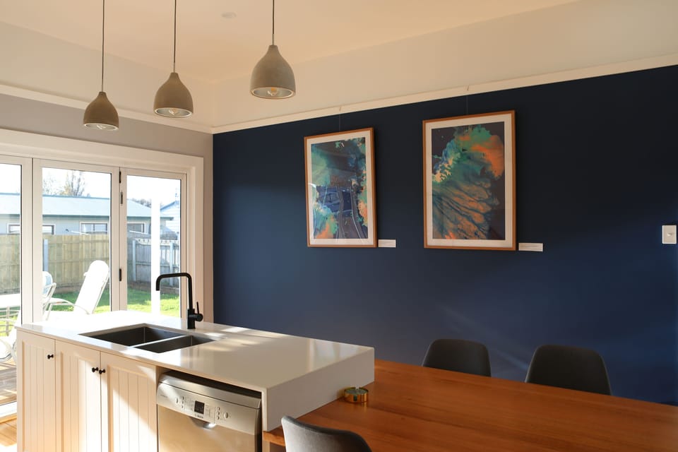 Artistic accents and modern design make this space truly unique.