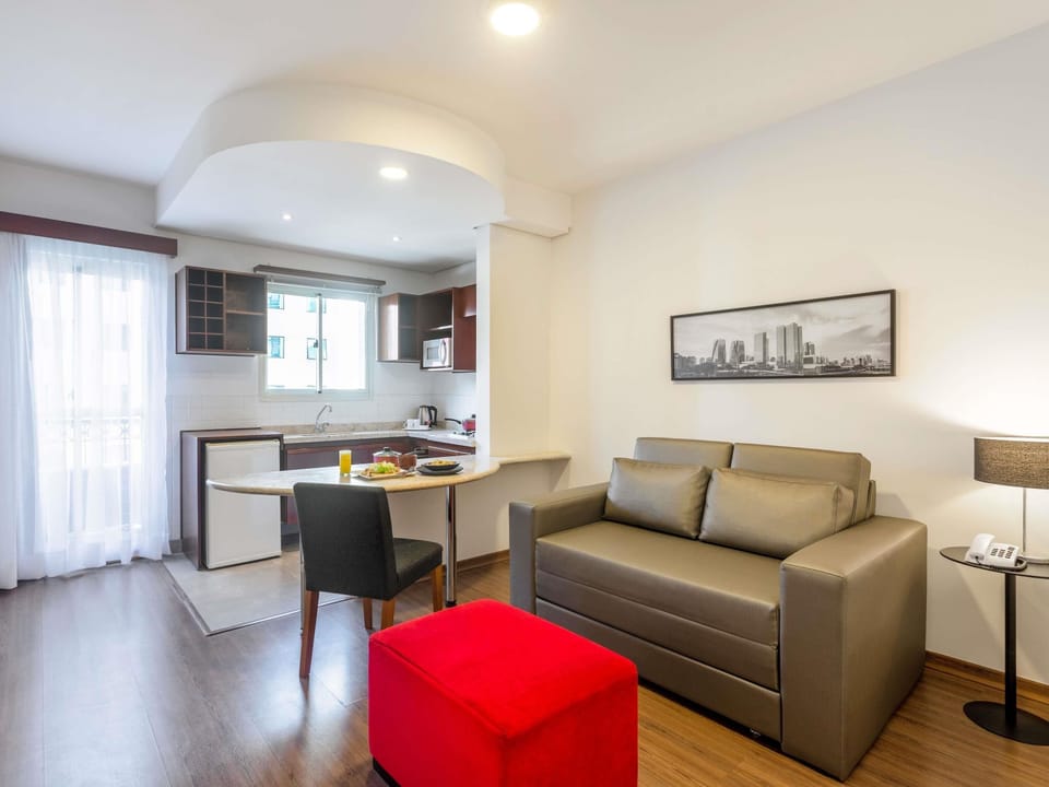 Family Apartment, 1 Double Bed, Kitchen | Minibar, in-room safe, desk, laptop workspace