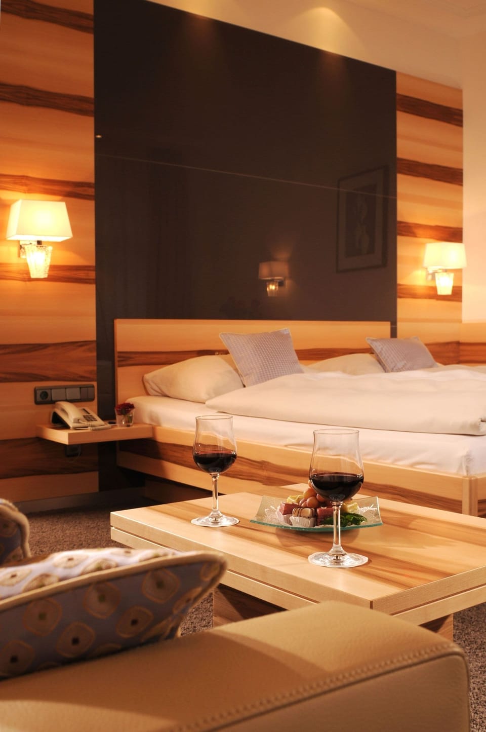 Free minibar items, in-room safe, desk, blackout drapes
