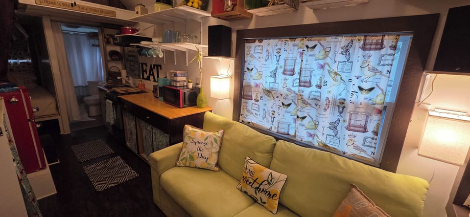 Comfy couch with lamps for reading