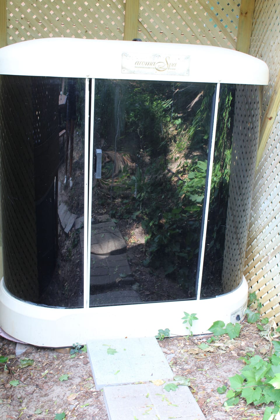 Steam Room Outside Next To Hot Tub.