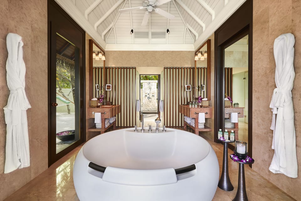 Sunrise Oceanfront Villa with Pool | Bathroom | Separate tub and shower, rainfall showerhead, designer toiletries