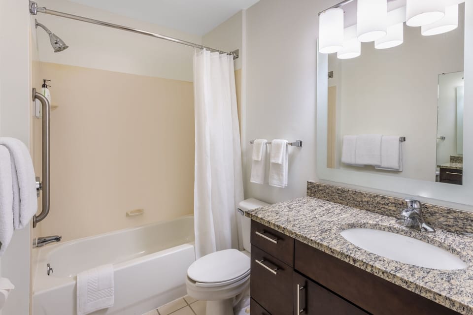 Hair dryer, towels, toilet paper