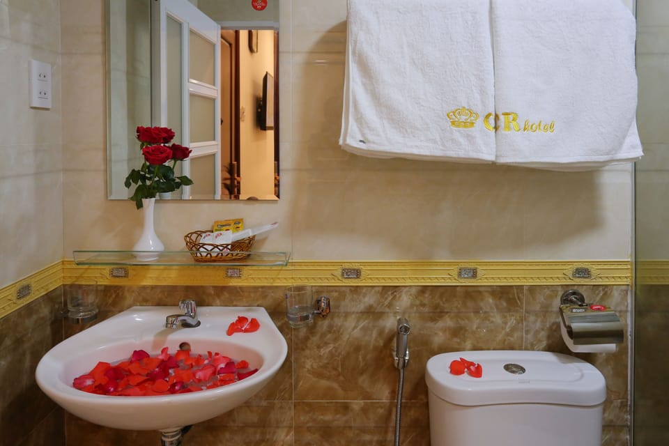 Shower, free toiletries, hair dryer, slippers