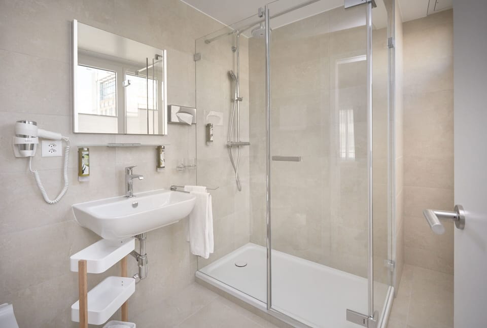 Free toiletries, hair dryer, towels