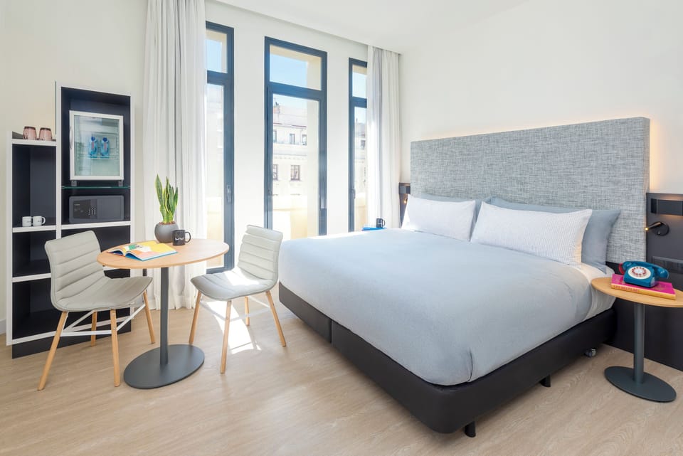 Down comforters, free minibar, in-room safe, desk