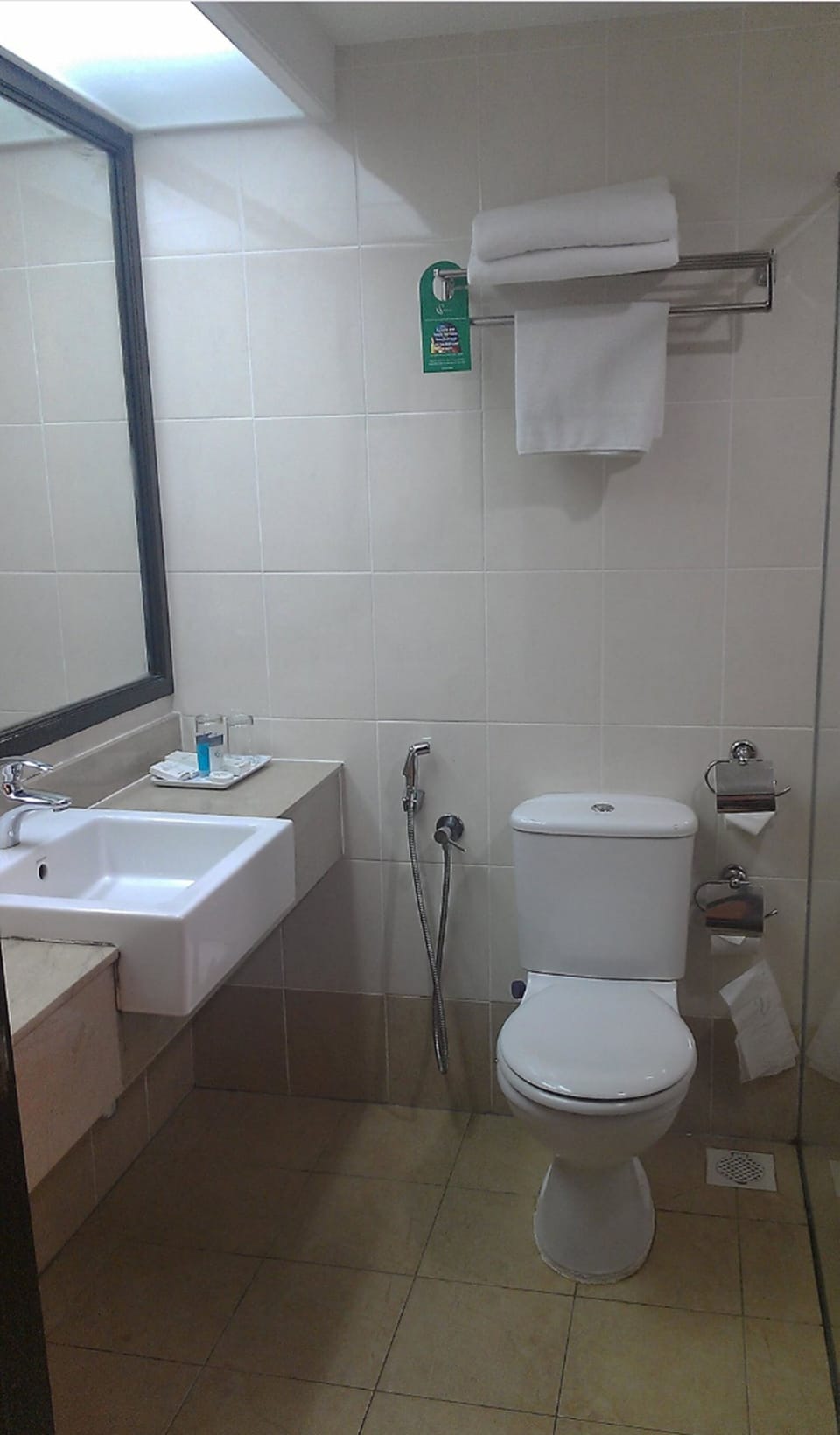 Shower, free toiletries, hair dryer, slippers
