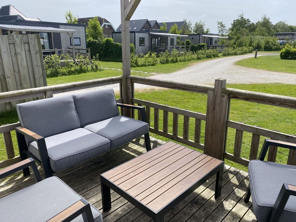 Furniture, Table, Plant, Sky, Couch, Green, Building, Wood, Tree, Outdoor Furniture