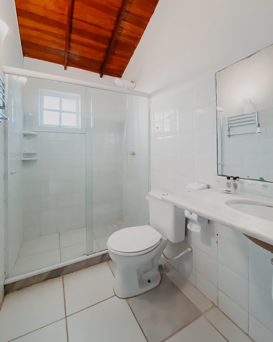 Economy Room | Bathroom | Shower, hair dryer, towels
