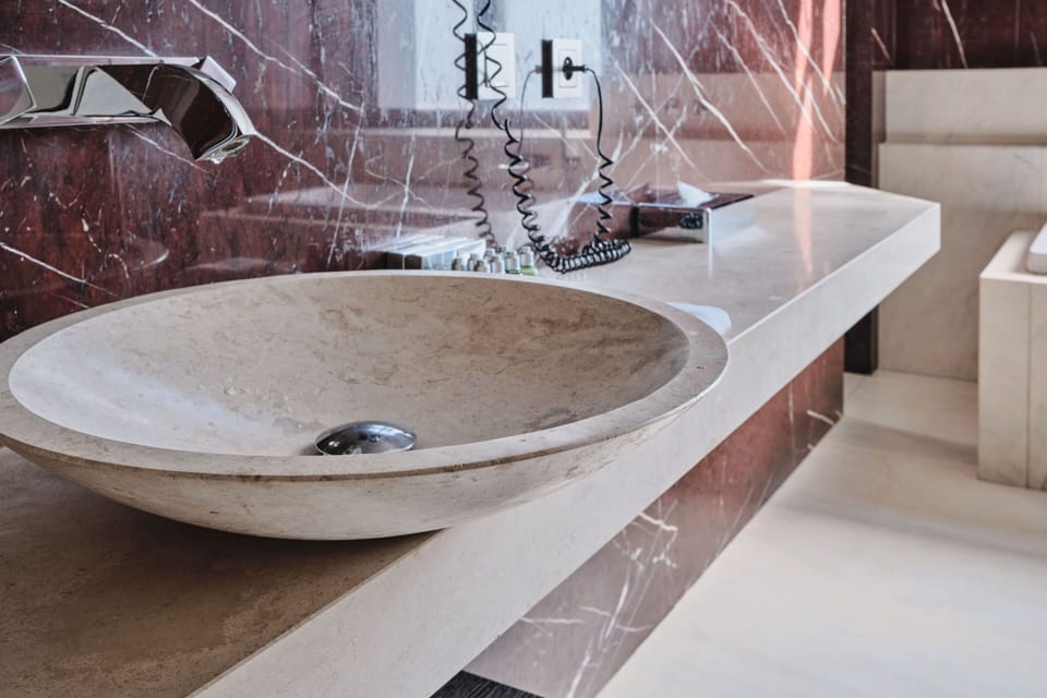 Standard Double Room | Bathroom | Designer toiletries, hair dryer, bathrobes, slippers