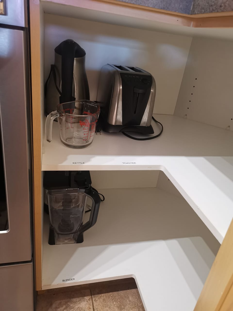 Many small appliances: Drip Coffee, Toaster, Blender, Slow Cooker, Kettle
