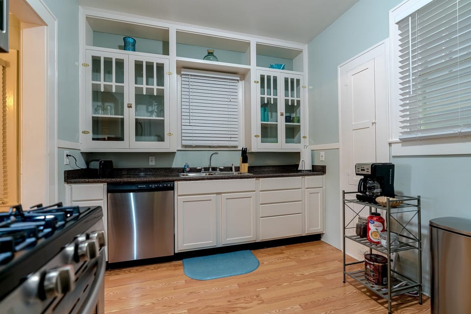 Kitchen with coffee maker.  Coffee provided