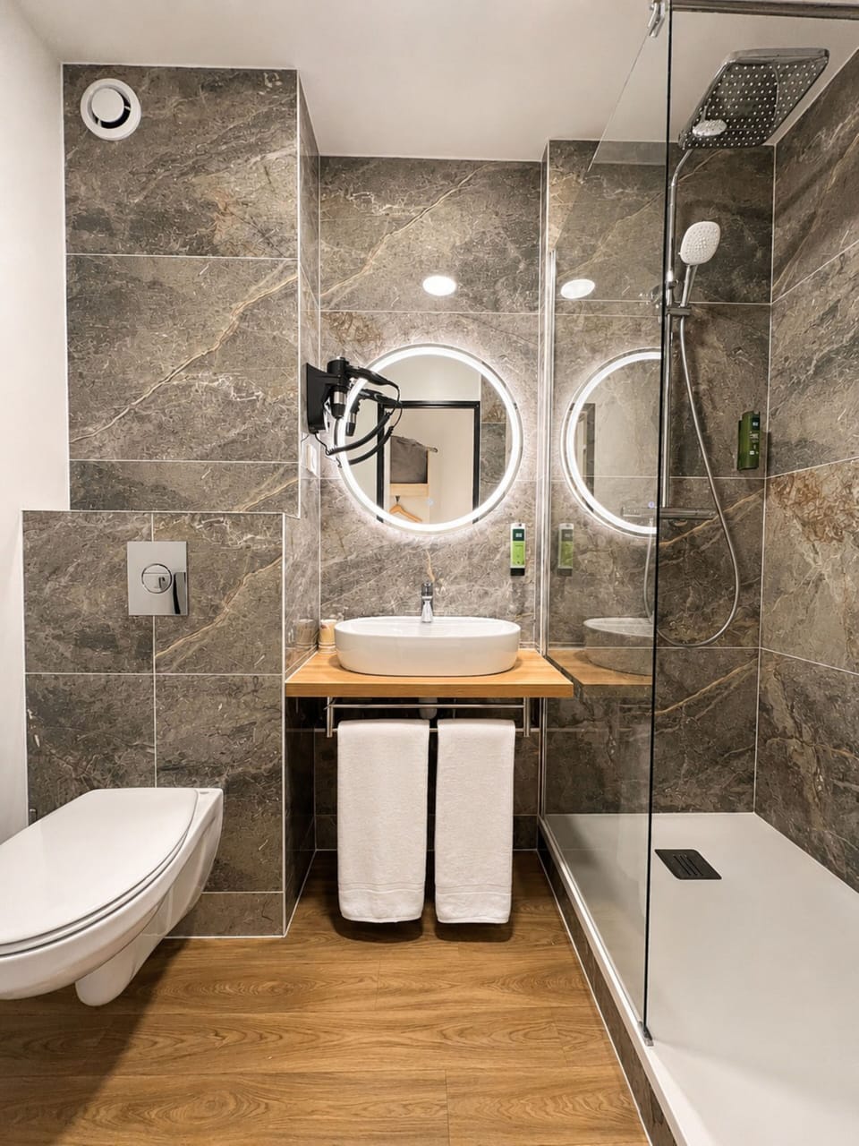 Free toiletries, hair dryer, towels, soap