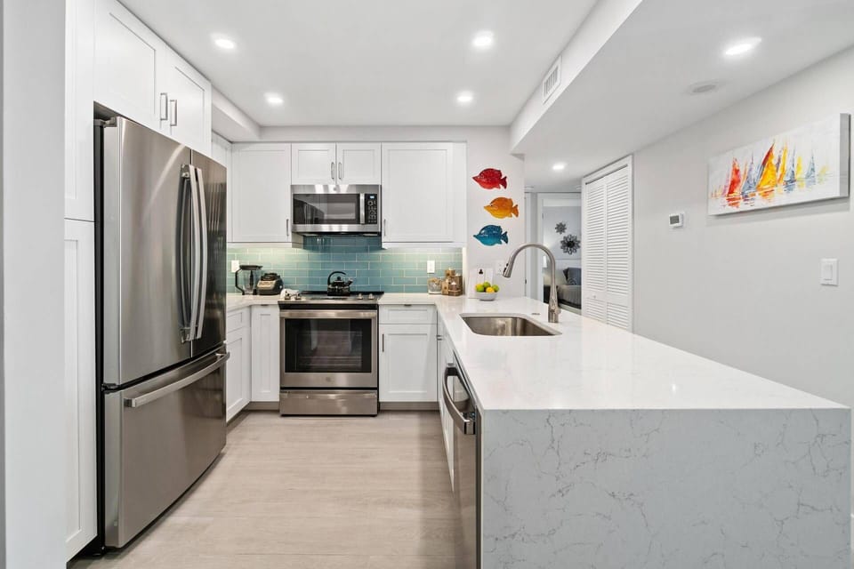 Sparkling and new, the kitchen is sure to please every chef.