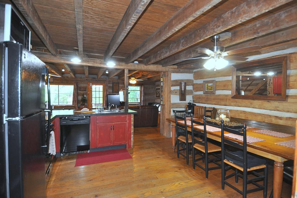 Cabin, Multiple Beds (Pondview Cabin - Log Cabin Retreat) | Private kitchen | Fridge, freezer