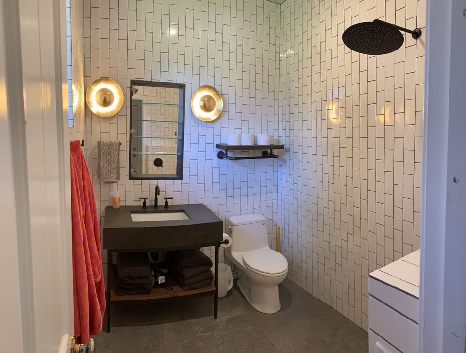 Downstairs bathroom servicing twin bedroom and common areas