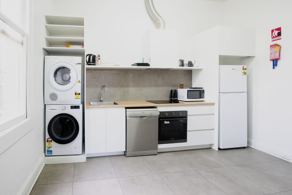 Shared fridge, microwave, coffee/tea maker