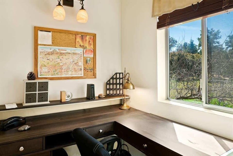 Built in work station secluded in a nook off of the great room
