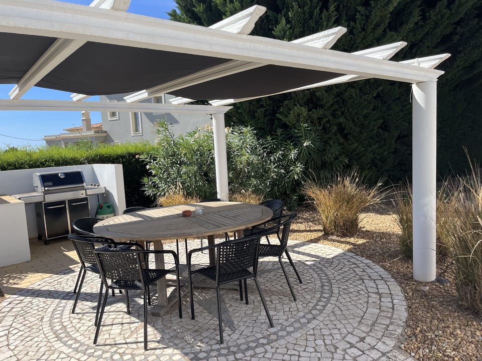 Spacious BBQ area with sea view.