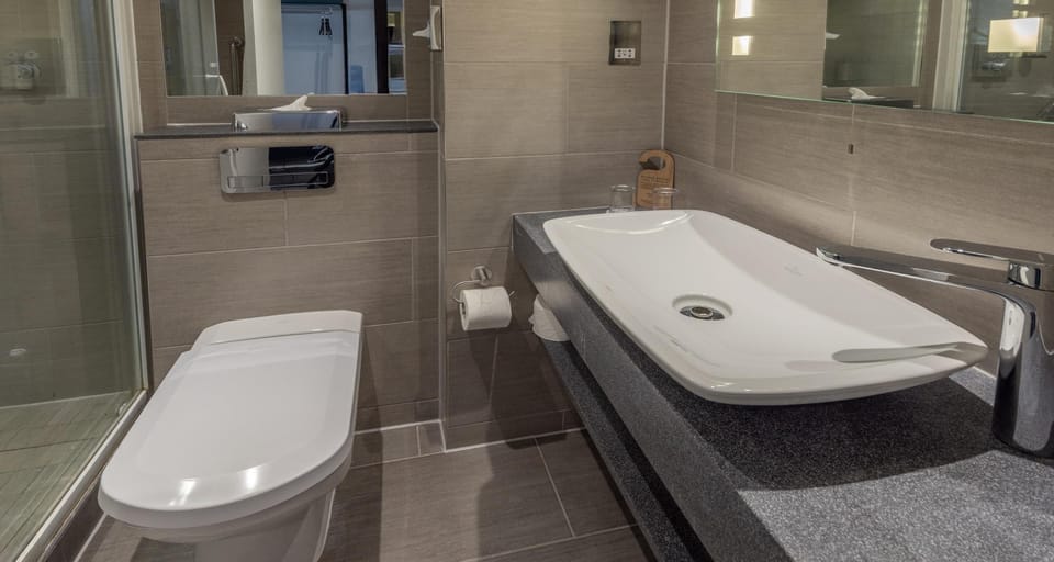 Executive Double Room, 1 King Bed, Non Smoking | Bathroom | Shower, hair dryer, towels