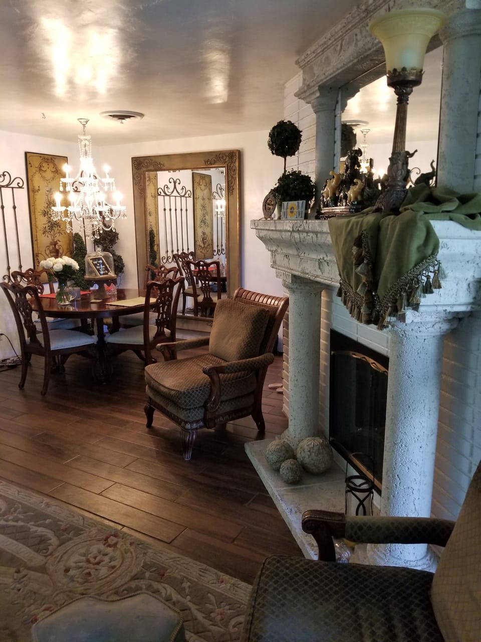 spacious living room with fireplace