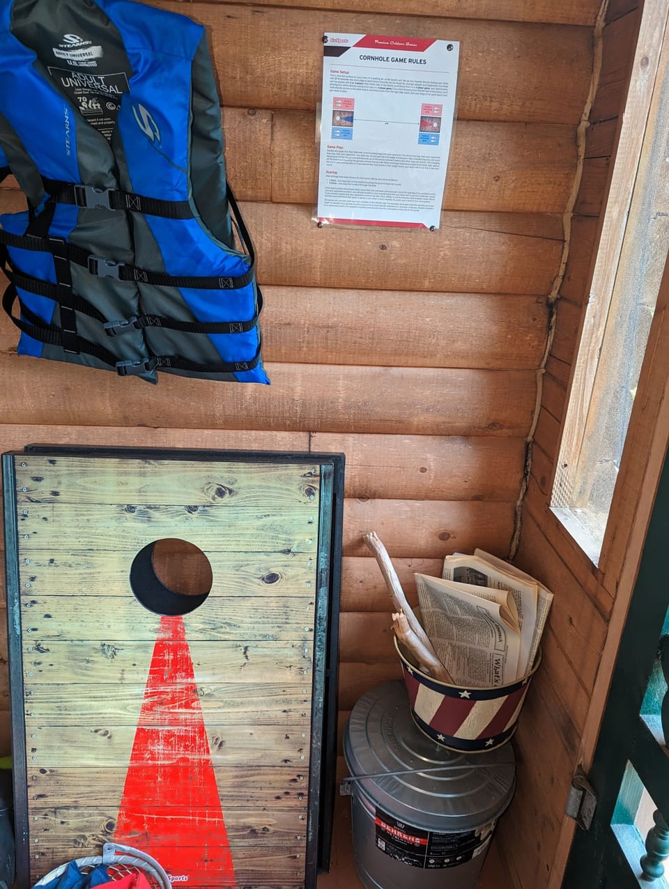 Cornhole and kayaks for family fun 🙌