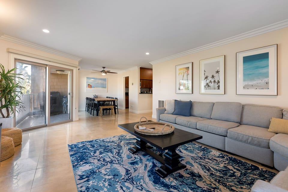 Spacious living room and dining area