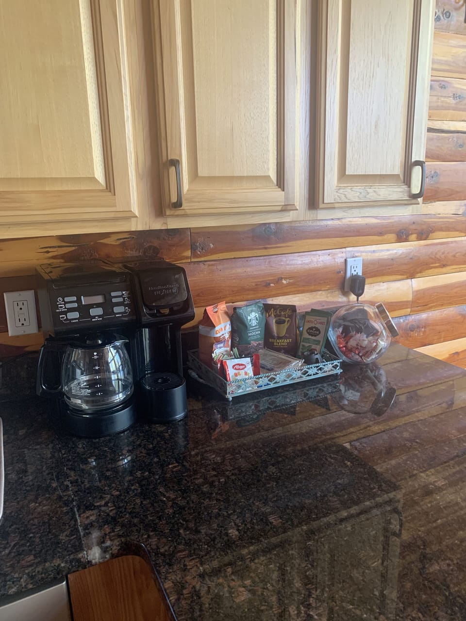 Coffee Maker with coffee and fixings!