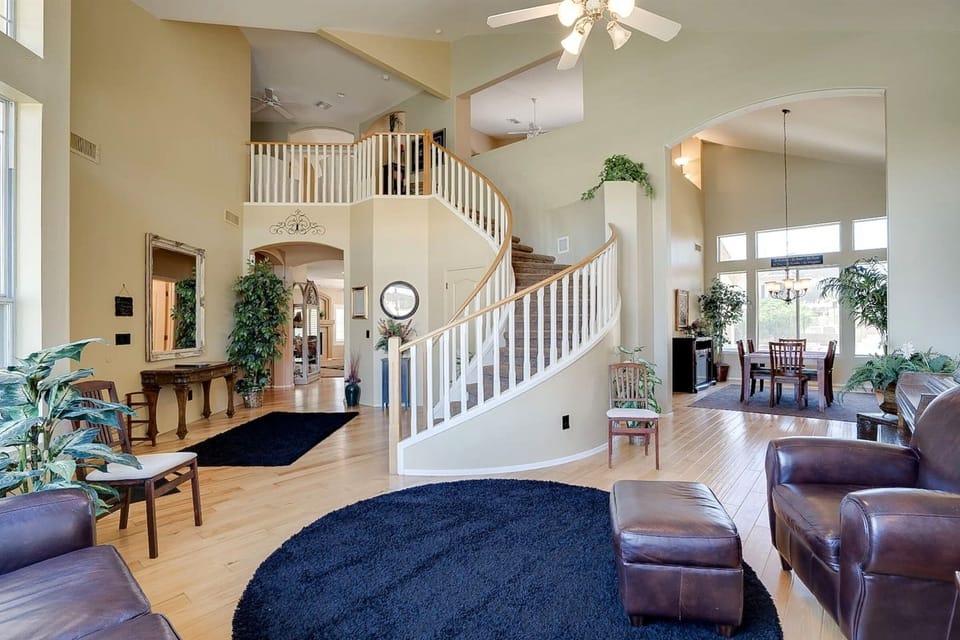 Living room is open and airy