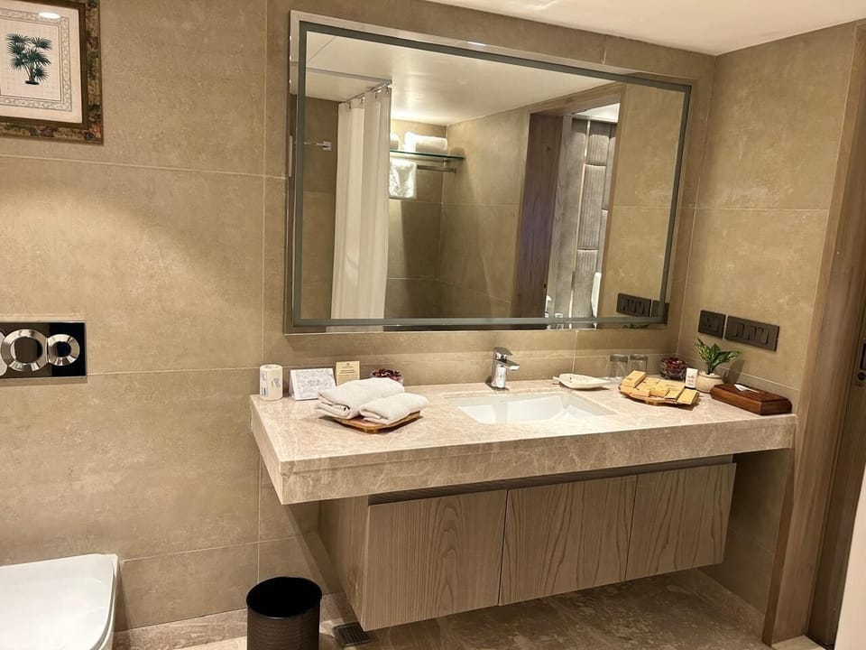 Executive Suite | Bathroom | Combined shower/tub, designer toiletries, hair dryer, slippers