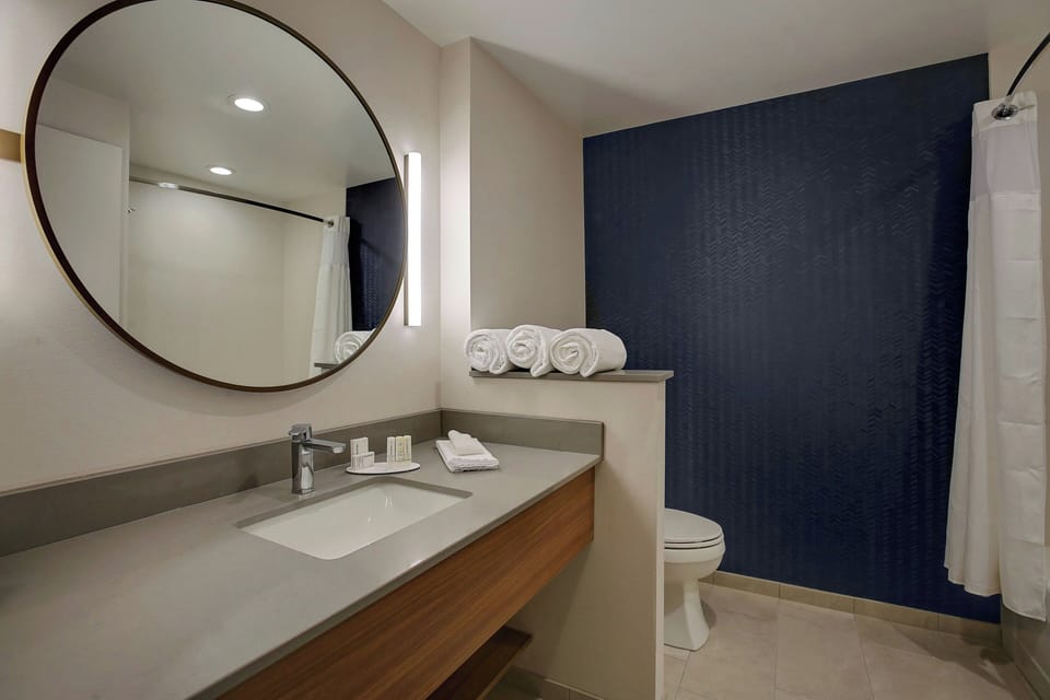 Free toiletries, hair dryer, towels