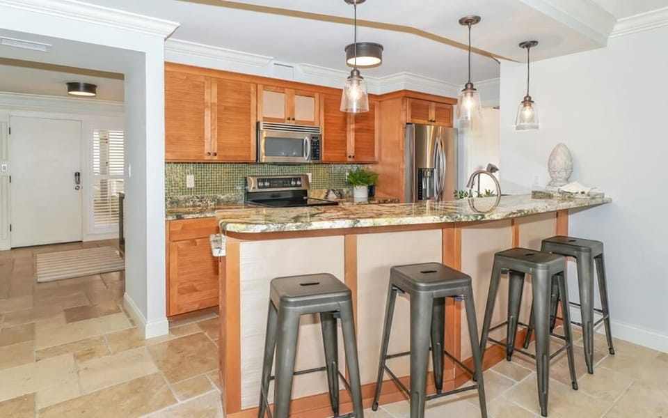 Kitchen with bar seating