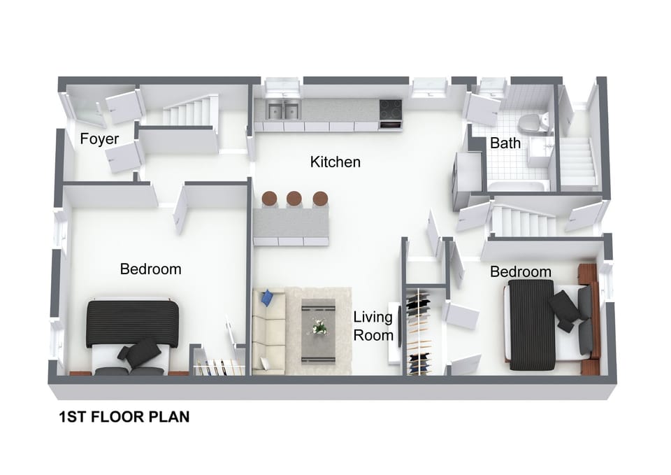 Floor Plan of 1st Floor Apartment (sizes are not exact but are rough approximations)